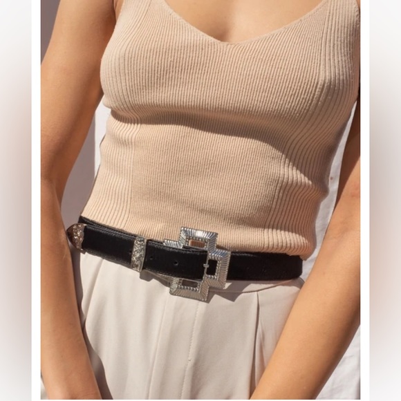 LUV AJ SILVER CROSS BELT PONY HAIR ANINE BING FOR LOVE LEMONS STONE COLD FOX - Picture 6 of 9